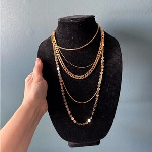 Elegant Gold Layered Necklace Set